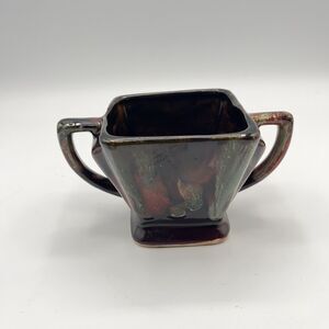 Vintage Dryden Pottery Sugar Bowl Brown Glossy  Signed Studio Art Original